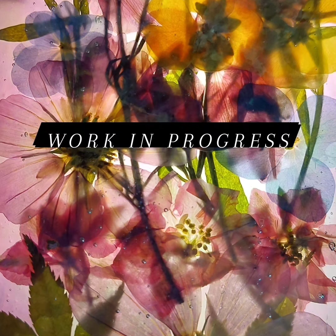 Pressed flowers in glass