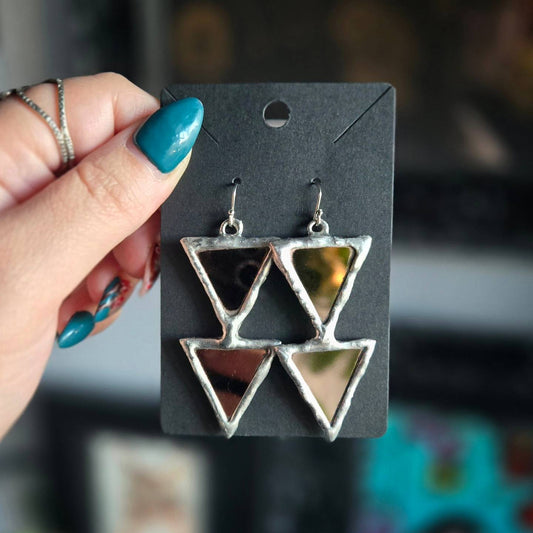 Made-To-Order Rose Triangle Mirror Earrings