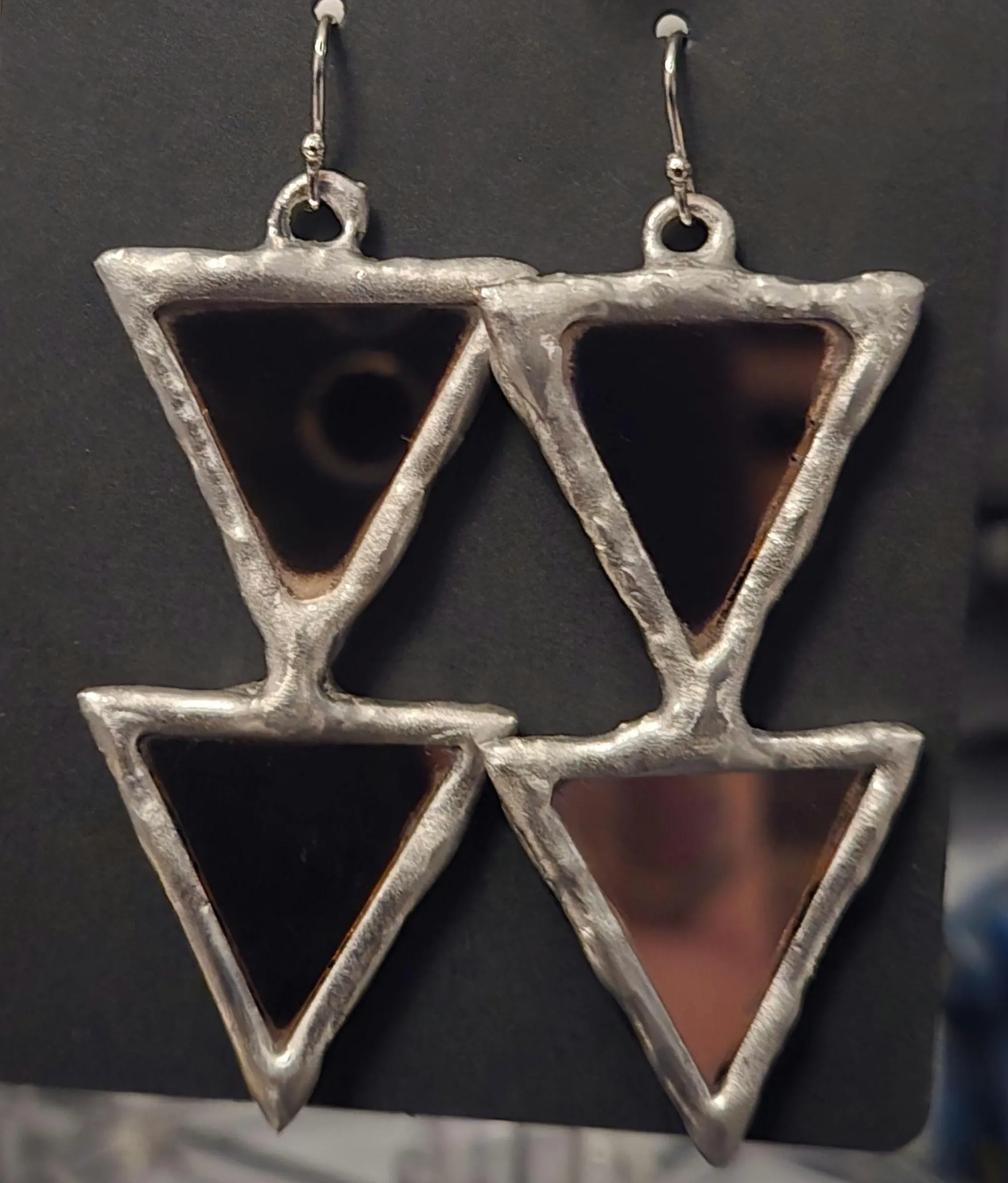 Made-To-Order Rose Triangle Mirror Earrings