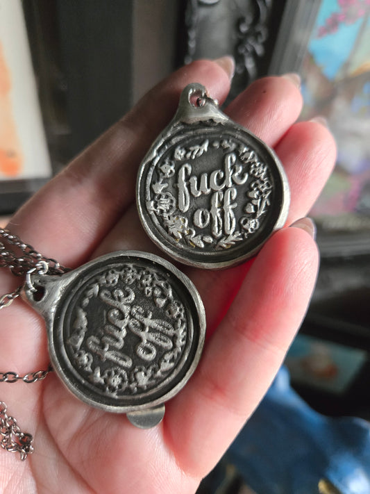 Made-To-Order Fuck Off Wax Stamp Pendant